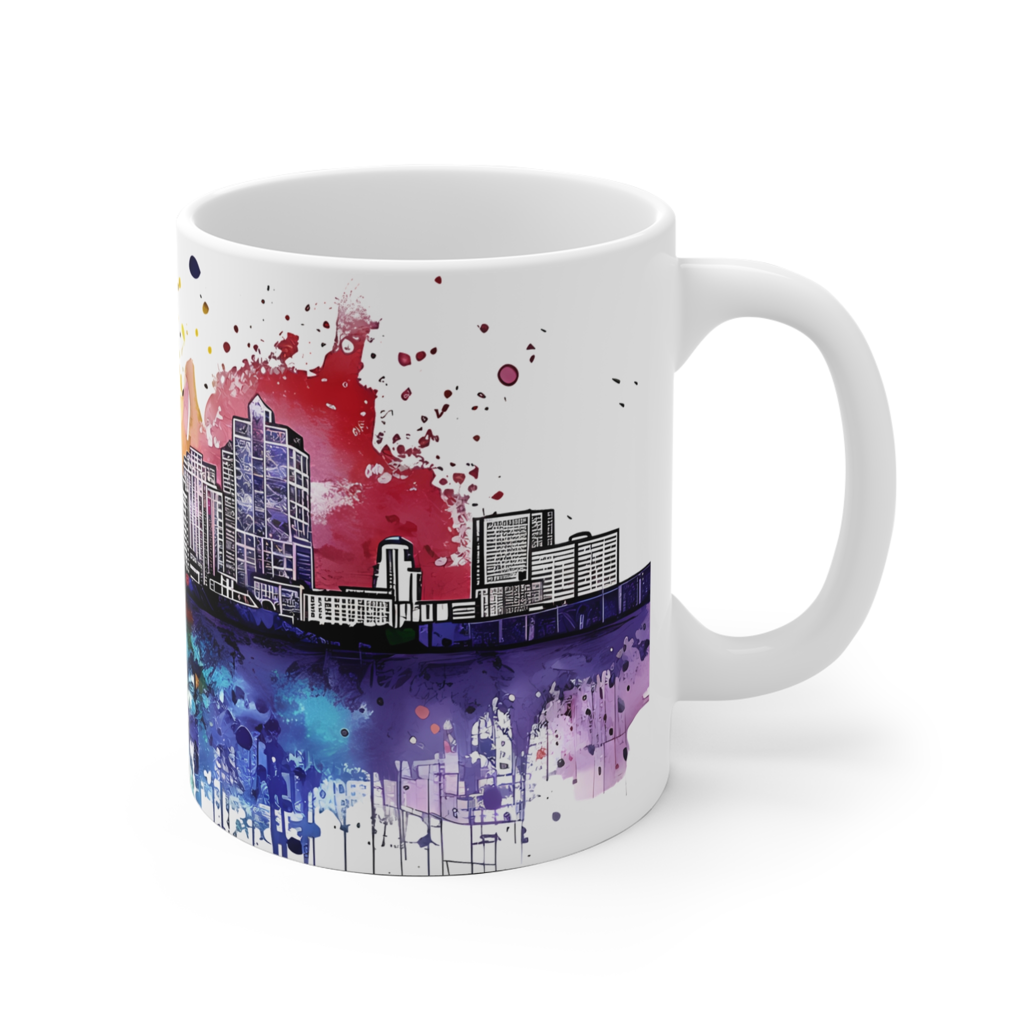 Cityscape Ceramic Mug | Colorful Urban Art